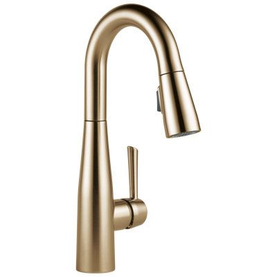 Essa Brushed Gold Bar Sink Faucet with Pull Down Sprayer, Modern Single Hole Prep Sink Faucet, Single Handle, Champagne Bronze