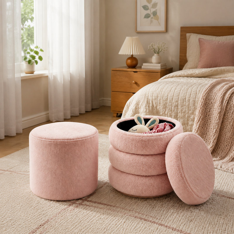 Ensemble de 2 repose-pieds l 16,5 po avec rangement caché, tabouret de coiffeuse avec couvercle amovible, repose-pieds et repose-pieds décoratif, ensemble de 2