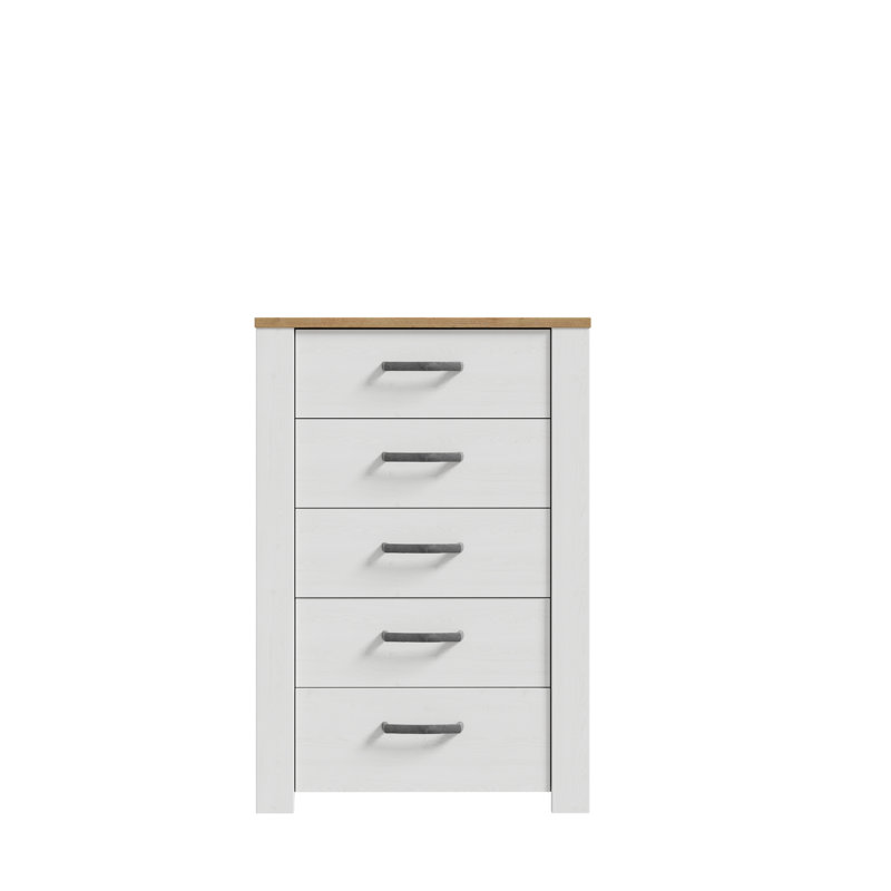 Pulkit 5 - Drawer Rectangle Accent Chest, White/Brown
