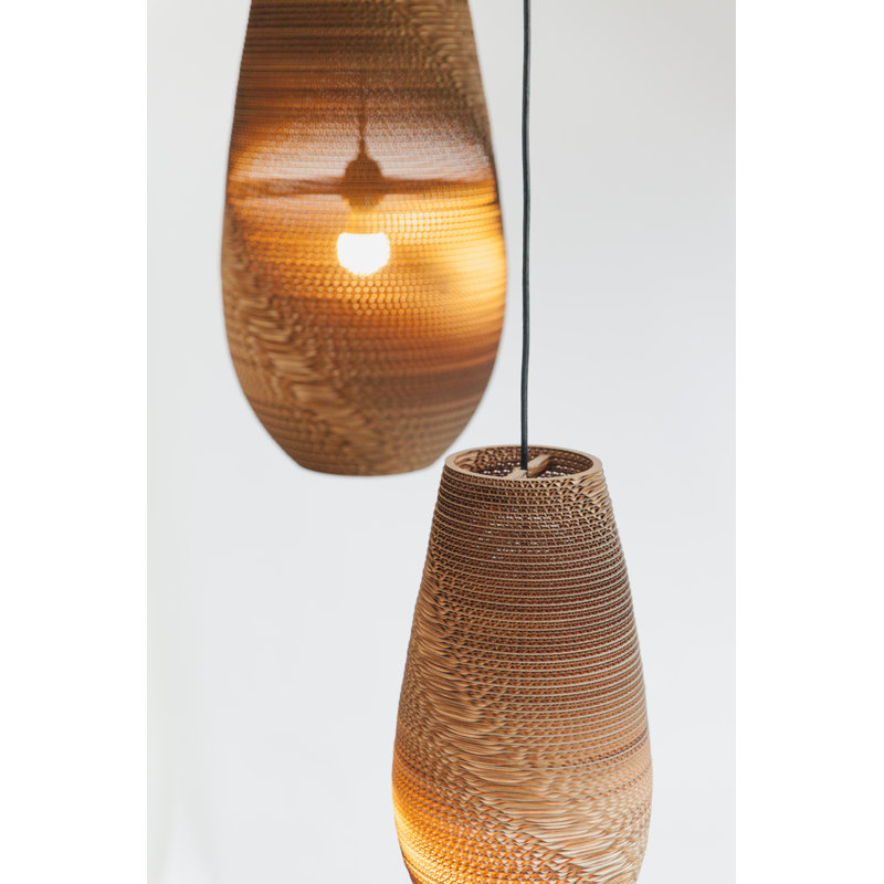 Scraplights Recycled Cardboard Pendant Light - Drop, 18" H x 10" W x 10" D, Natural