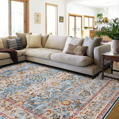 Tapis lavables: tapis pour le salon Tapis ultra doux pour tapis de chambre à coucher Tapis antidérapants pour planchers de bois franc (bleu)