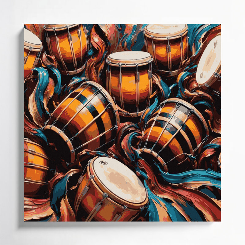 «Music Congas», art mural sur toile brune, 8" H x 8" W