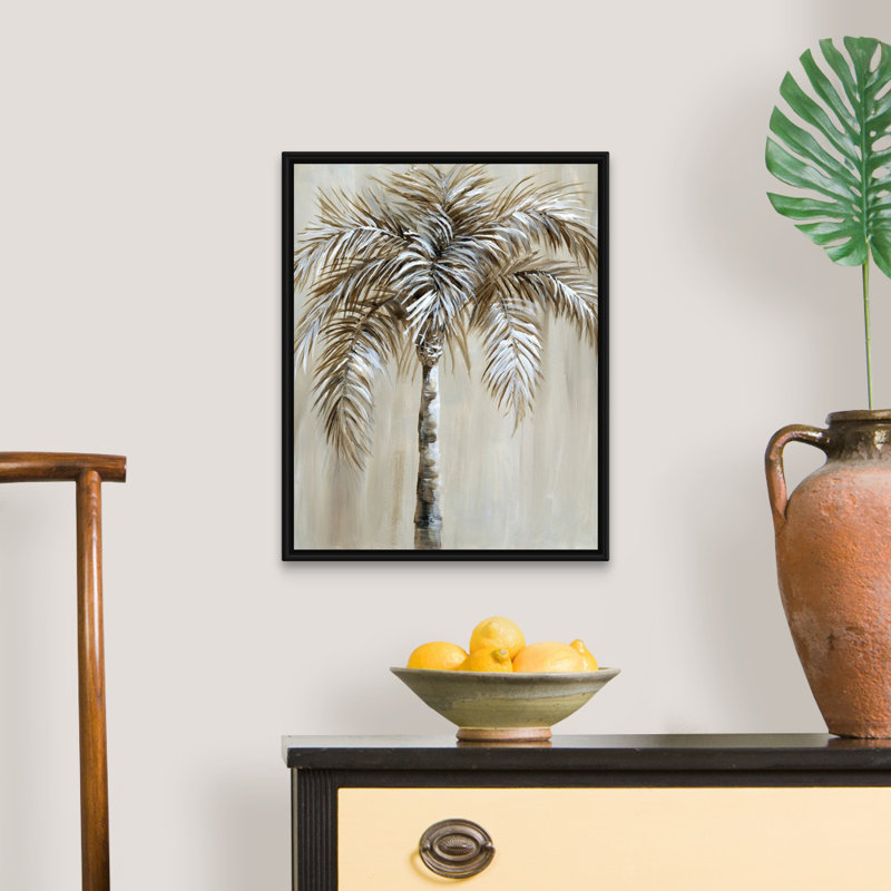 Palmier I, art mural sur toile, Toile avec cadre noir, H 20 po x l 16 po x P 1,75 po