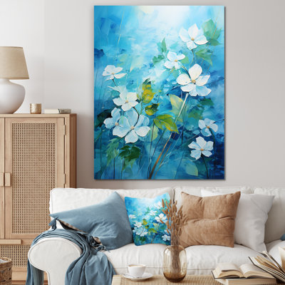 «Blue and White Tropical Plants Mirage 2 - Jungle», art mural