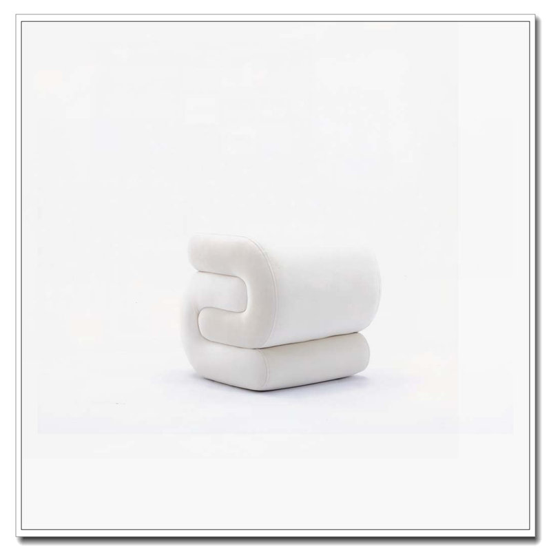 Tabouret de maquillage en forme de S, Velours blanc