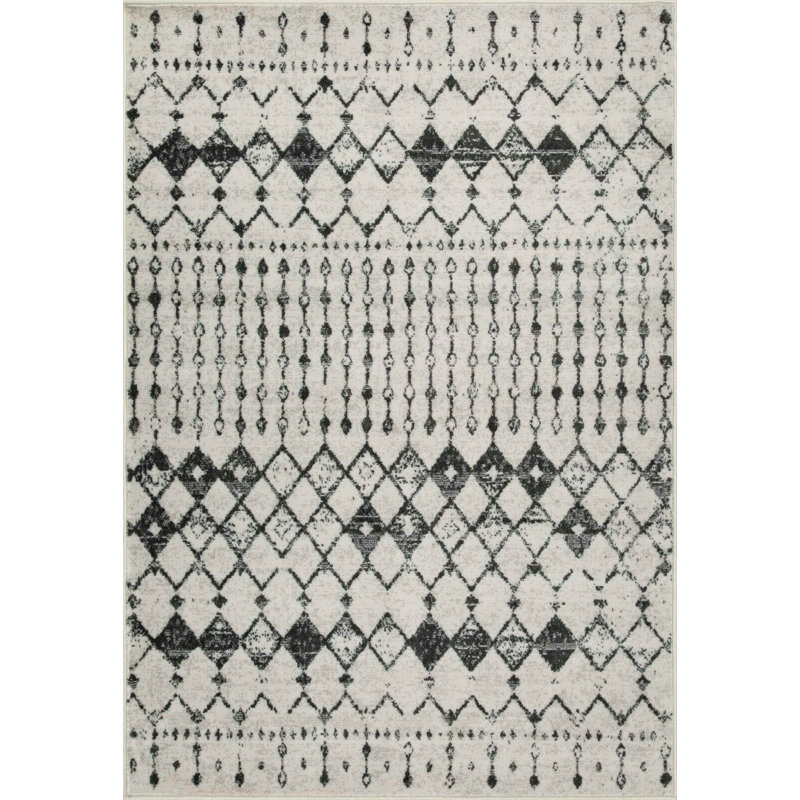 Tapis intérieur / extérieur gris / ivoire Lorata, Rectangle de 2 pi x 3 pi