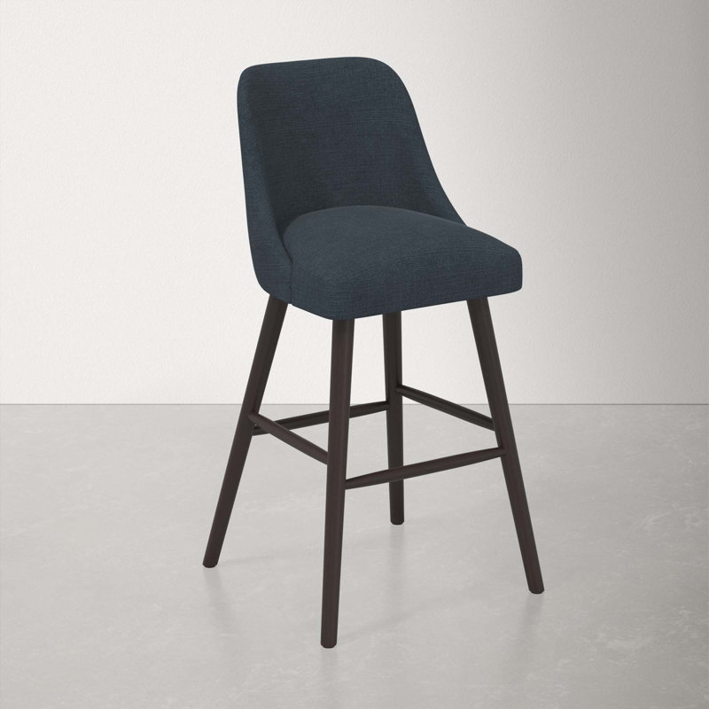 Tabouret Gallie, Tabouret de bar (siège d'une hauteur de 31 po), Espresso, Lin bleu marine classique