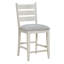 Chaises à hauteur de comptoir de 2 avec aspect blanc antique, siège gris confortable, dossier, structure en bois, pour la salle à manger, assemblage requis