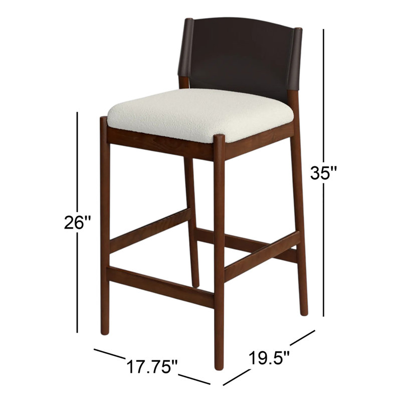 Lulu Upholstered Stool with Solid Wood Frame, Counter Stool (26” Seat Height), Umber