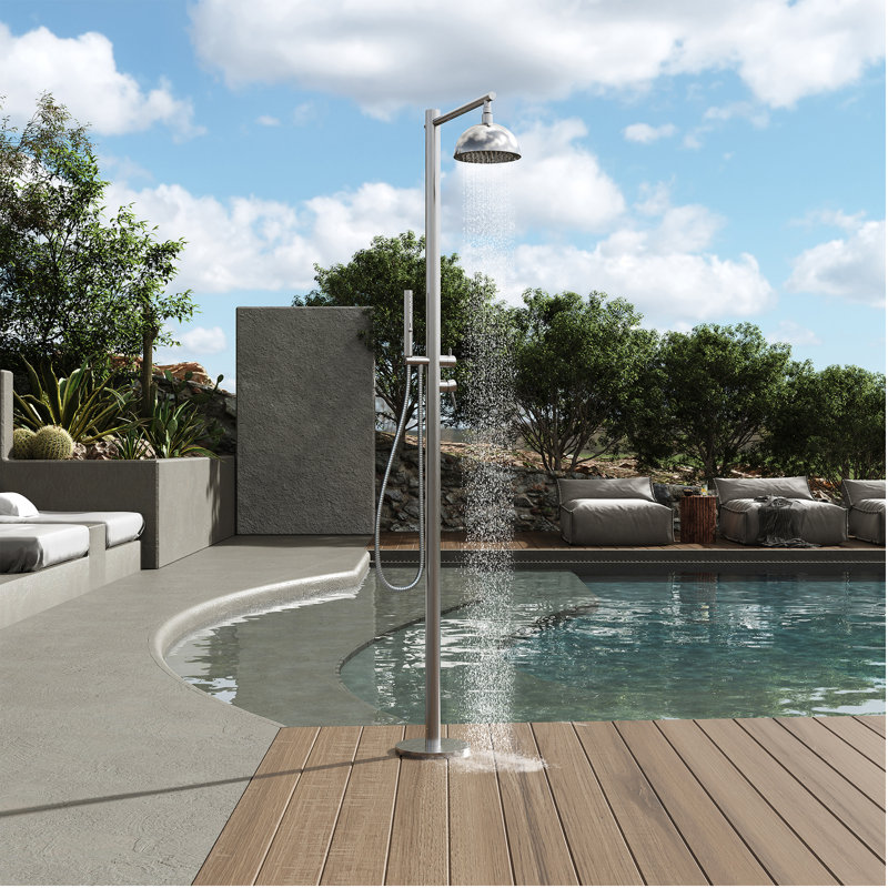 EdenFalls Freestanding Stainless Steel Outdoor Shower with Handheld Shower