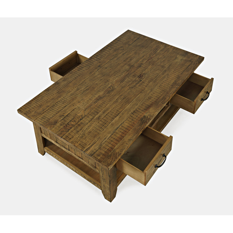 Braden Solid Wood Top Single Coffee Table, Gold