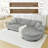 Corduroy Upholstered Sofa with Removable Curved Ottoman-1134903125