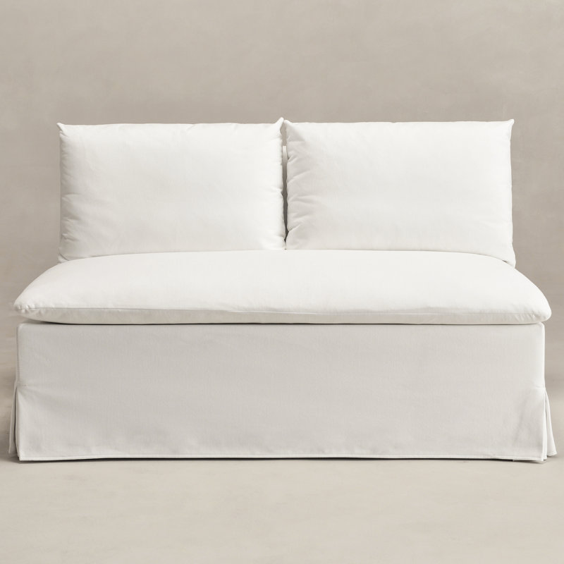 Banquette de salle à manger rembourrée en tissu performance 5 pièces Crampton, Blanc