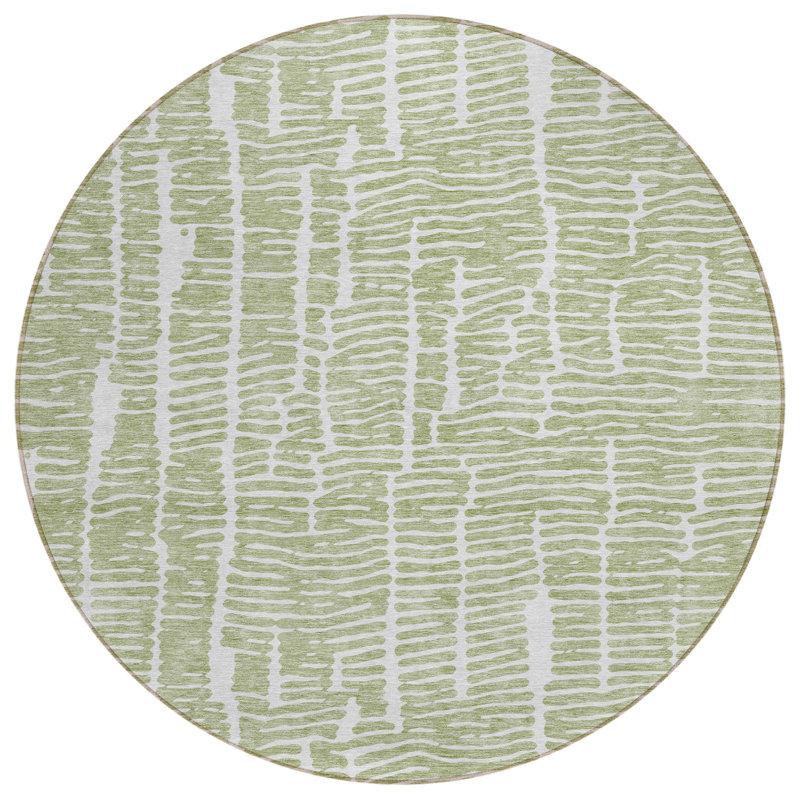 Malchow Flatweave Washable Abstract Indoor / Outdoor Rug, Round 8'