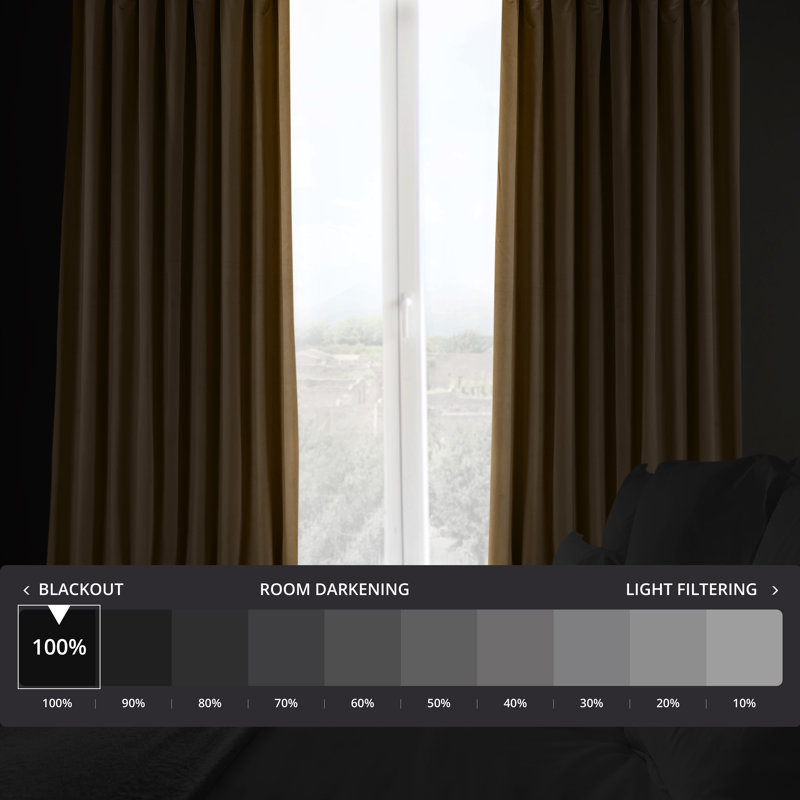 Olivia Velvet Blackout Curtain (1 Panel), 100" W x 120" L, Gold