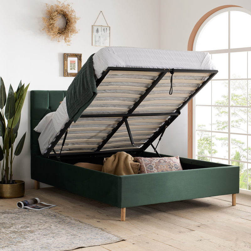 Benninger Upholstered Ottoman Bed, Green, Kingsize (5')