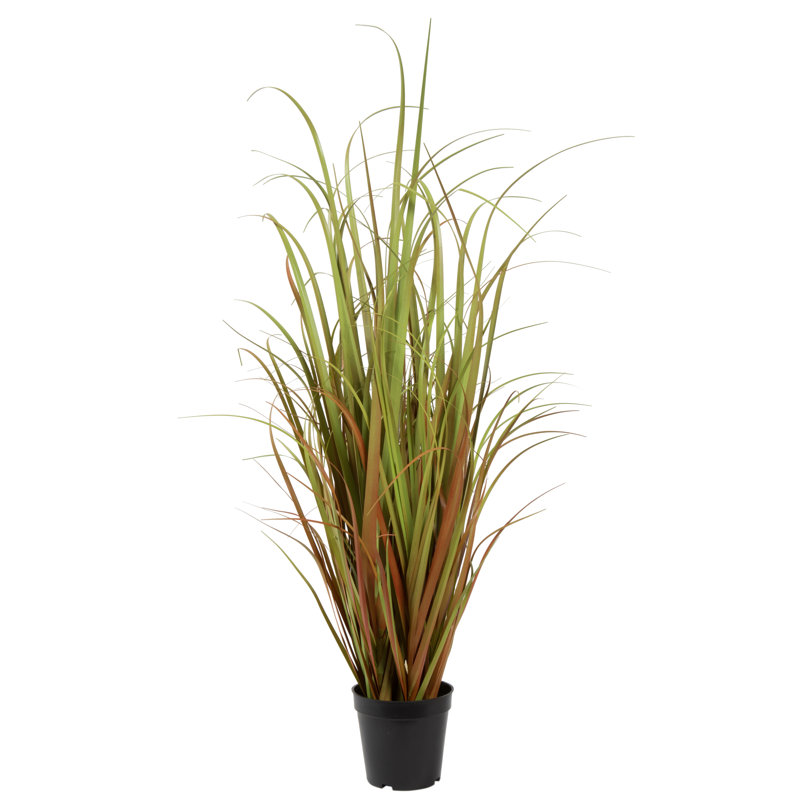 Modern Outdoor Tabletop Faux Grass Arrangement in Sleek Pot