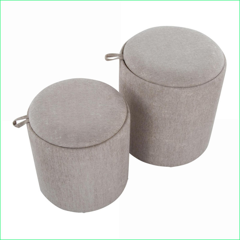 Ensemble 2 pièces de repose-pieds Ottomans pour siège, plateau et amp; Rangement, brun clair | Tissu, Tanné