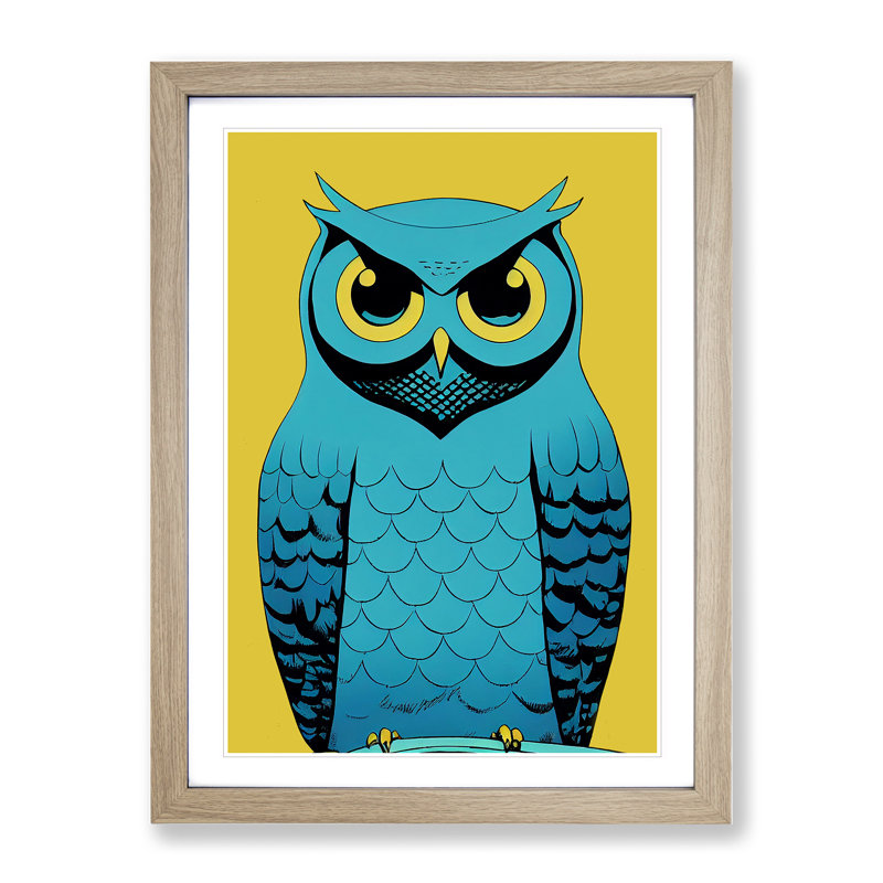 Owl in Pop - Framed Print, 64cm H x 46cm W x 2cm D, Oak