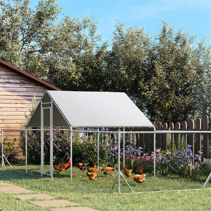Poulailler en métal pour poulets, canards, lapins, imperméable, grand, 23 pi x 6,6 pi 6,4 pi