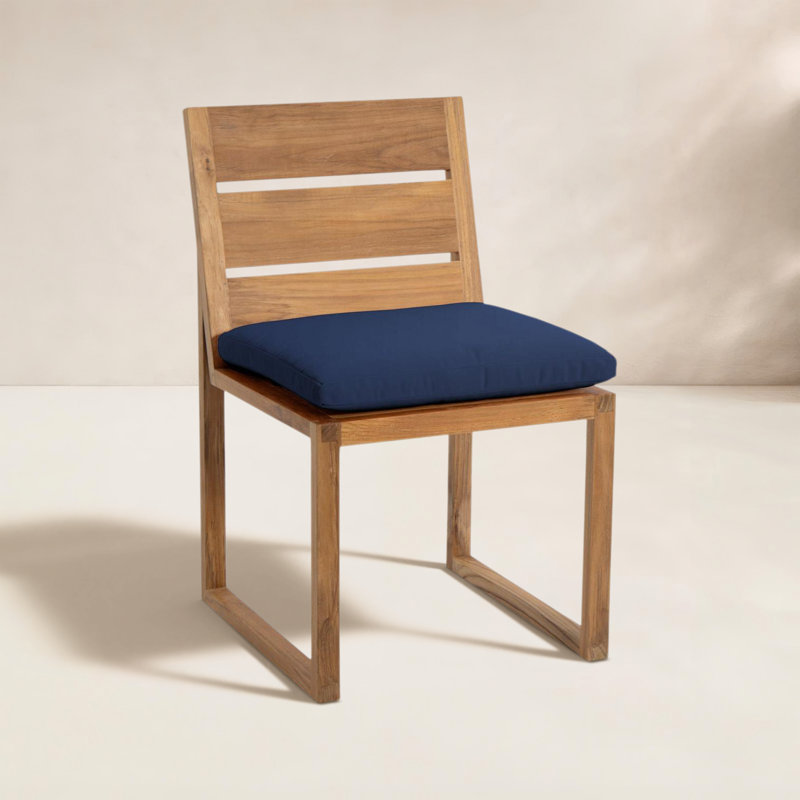 Chaise de terrasse avec coussin Uvita, Bleu marine