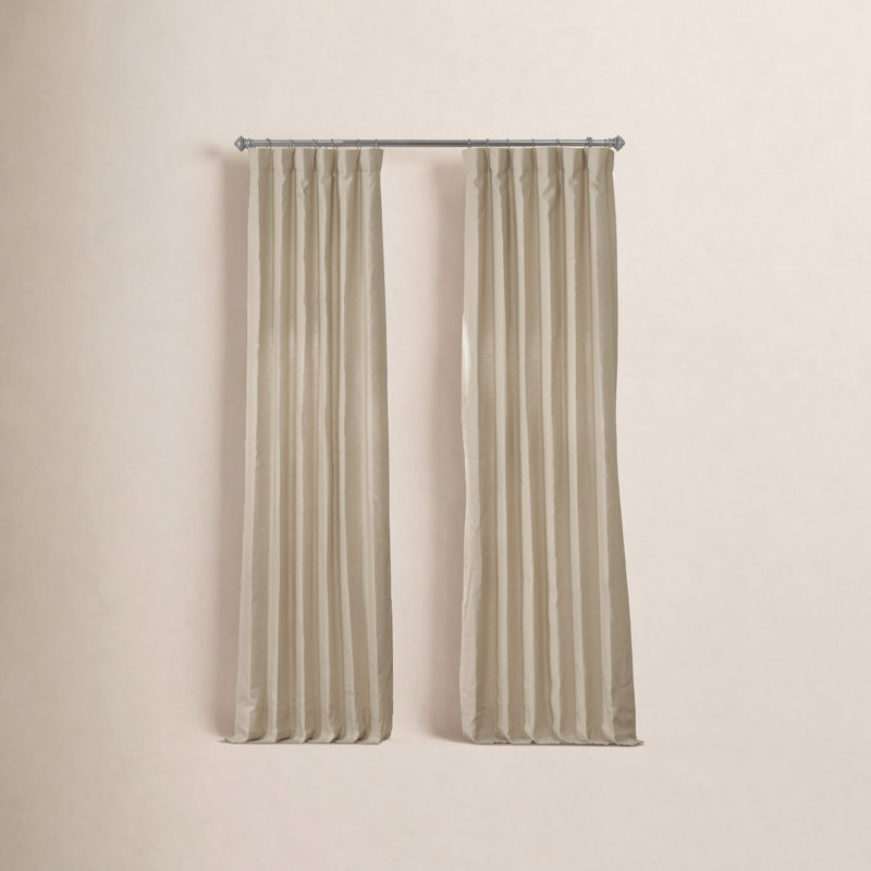 Briella French Linen Room Darkening Curtain, Walnut Beige, 50" W x 108" L
