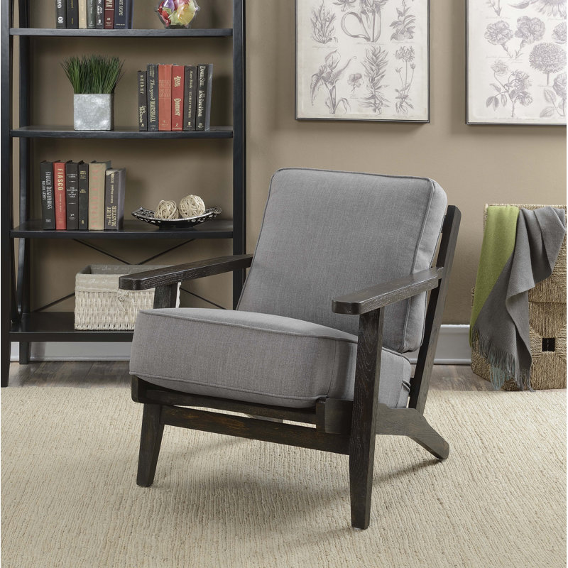 Fauteuil en polyester Williford Candace, Ardoise, Espresso