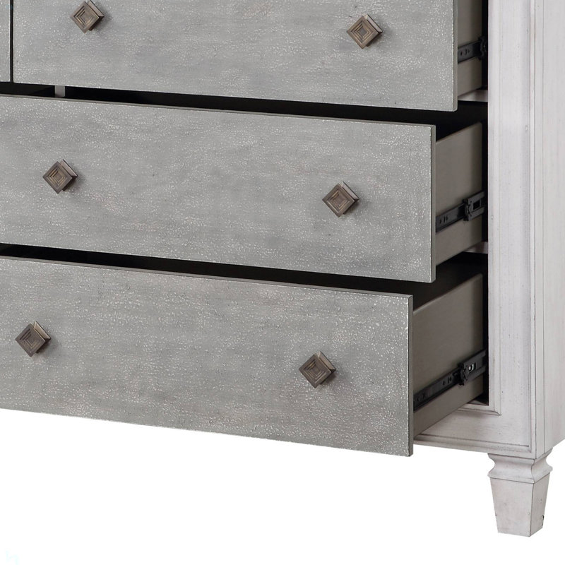 Commode Katia gris rustique et blanc vieilli
