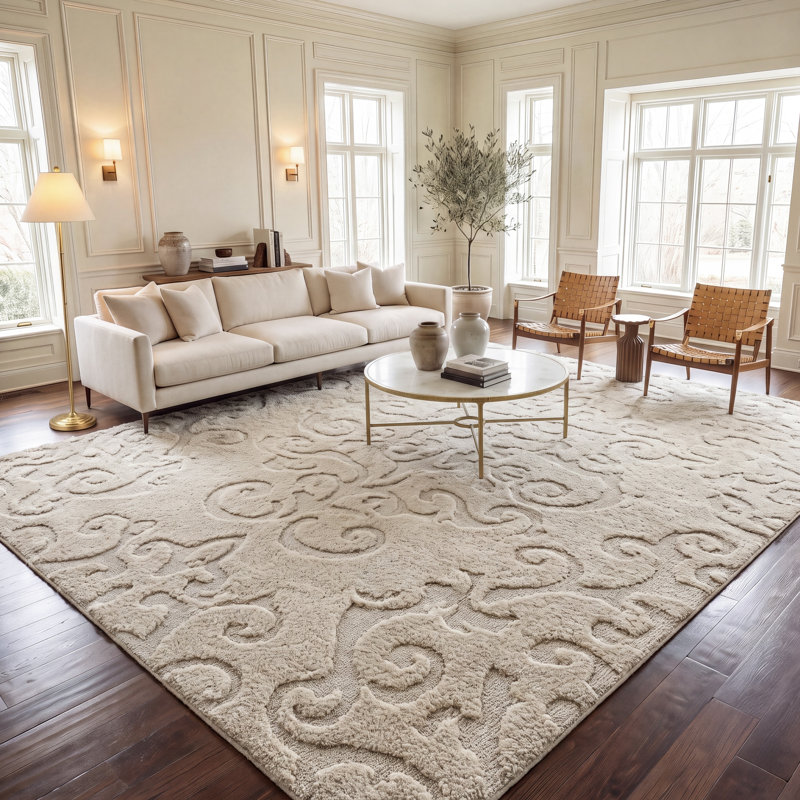 Tapis à motif floral à longs poils caduques morterich Florida, Rectangle 9 pi 6 po x 13 pi