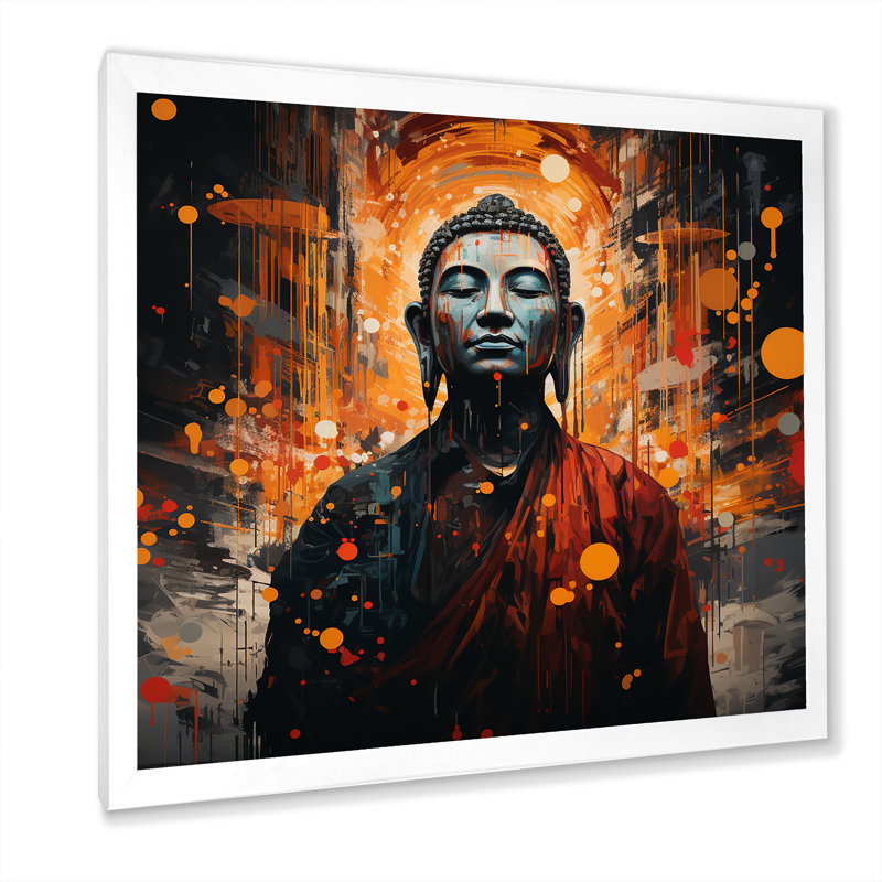 Harmonie de Bouddha Harmony - art mural bouddhisme, H 16 po x l 16 po x P 1 po, Cadre simple blanc