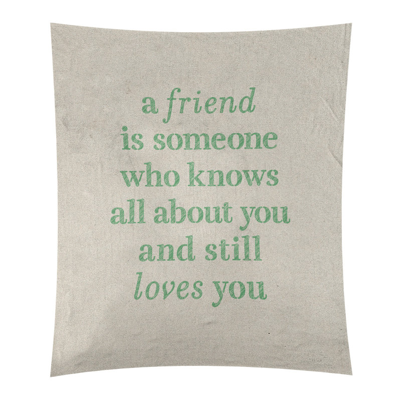 Tapisserie de polyester pour l’amour et l’amitié en polyester, H 80 po x l 68 po, Blanc / Vert