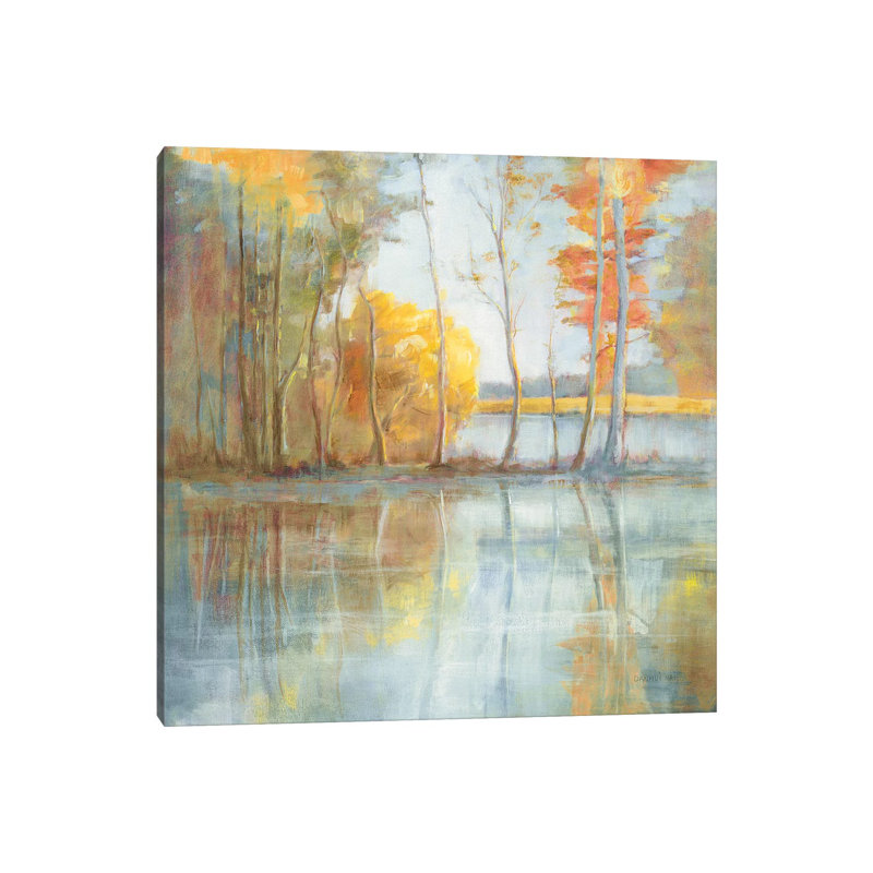 Reflet bord de lac par Danhui nai-impression, H 26 po x l 26 po x P 1,5 po, Toile tendue, Pas de tapis