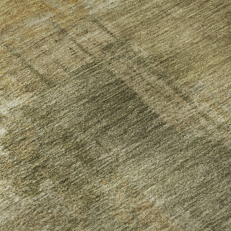 Tapis abstrait lavable à la machine de qualité supérieure Mayfield AMF2069, Kaki, 1 pi 8 po x 2 pi 6 po