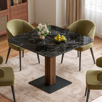 27.56" Pedestal Table Base with Wood-Look Steel Column and Carbon Steel Base