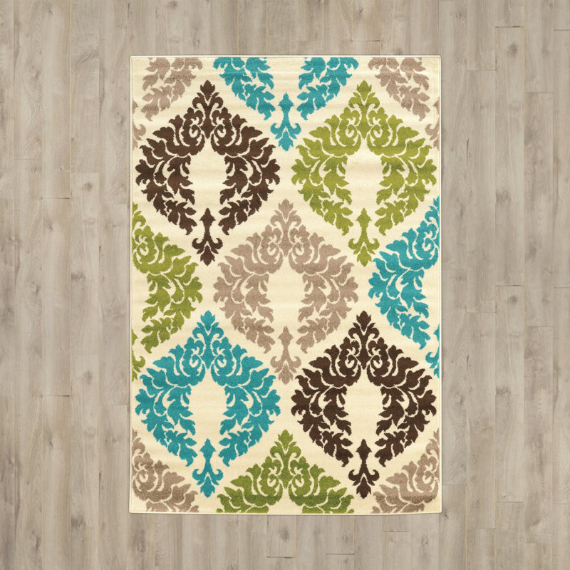 Tapis bleu à motif géométrique Uvalda, Rectangulaire 8 pi x 10 pi 2 po