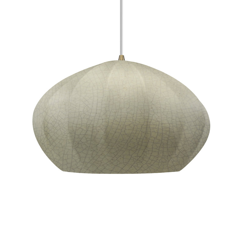 Radiance - Luminaire suspendu ovale cannelé 1 lumière - Vert céladon craquelé - Laiton antique - DEL dédiée - Cordon blanc