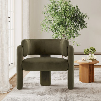  Lawandra Boucle Upholstered Swivel Barrel Chair with Pillow