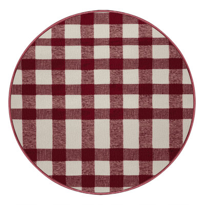 Tapis lavable en ruban à motif guingan