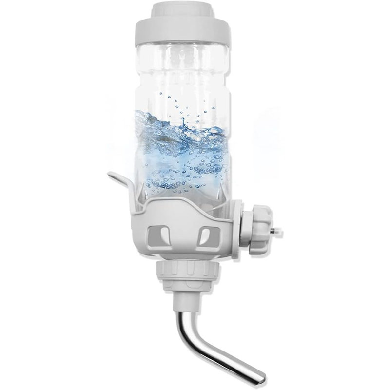 Distributeur d'eau pour animaux de compagnie pour caisses - Bouteille d'eau automatique de 34 oz pour chiens, chats et lapins, sans BPA, gris