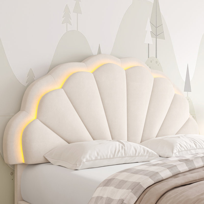 Burlyn Upholstered LED Bed Frame with Drawer & Adjustable Headboard