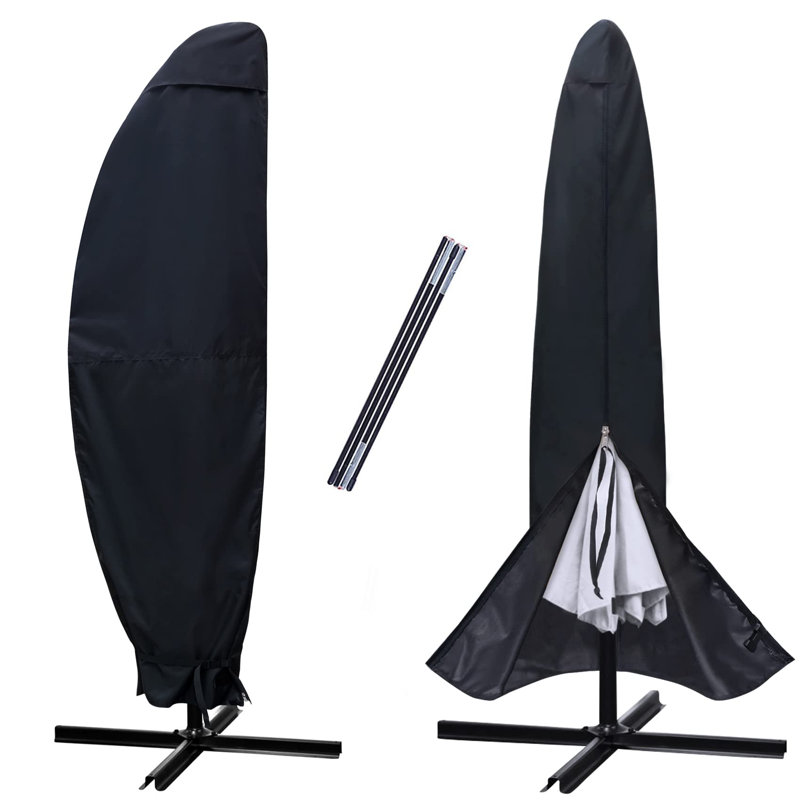 Waterproof Outdoor Cantilever Banana Umbrella Cover, Fits 12–14 ft, 1-Pack, (Black)