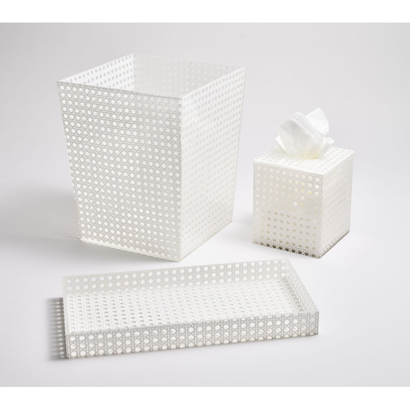 Reed Bathroom Accessory Tray, White