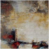 Carruthers Abstract Area Rug in White
