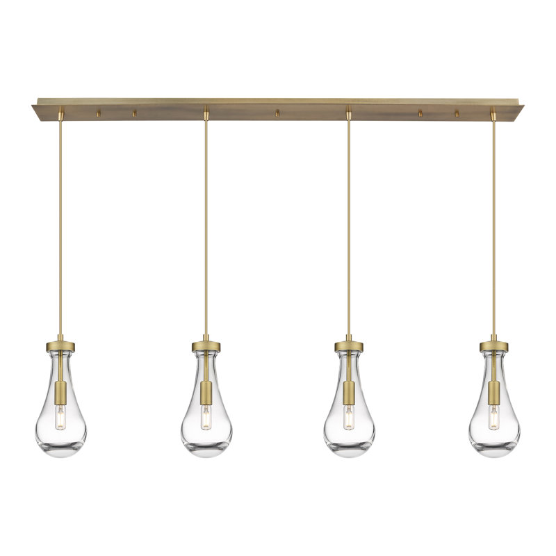 Barrentine 4 - Light Cluster Pendant, Brushed Brass, Clear