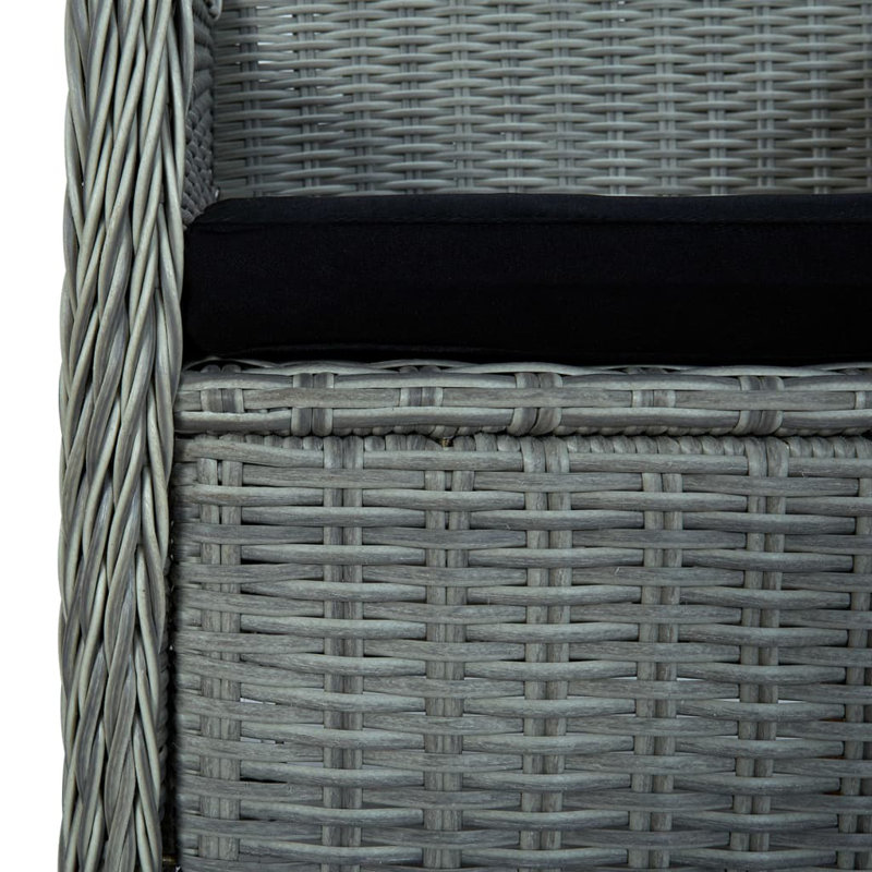 Chaises de patio avec coussins en poly rotin, Gris clair