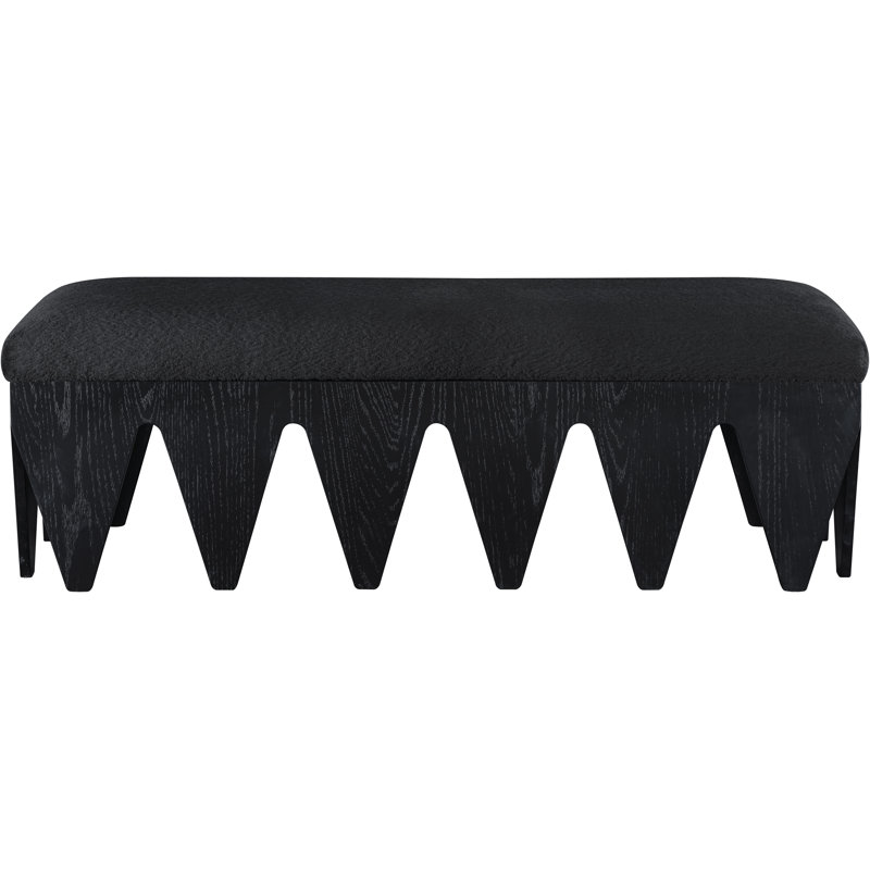 Banc en tissu Altair, Tissu de fourrure velours noir / finition noire