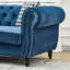 Canapé 2 places 65 po avec revêtement en velours bleu, accoudoirs arrondis, clous décoratifs, style moderne du milieu du siècle, bois de pin massif, mousse haute densité + ressorts, siège mi-ferme, pour bureau, accoudoirs arrondis, structure en bois.
