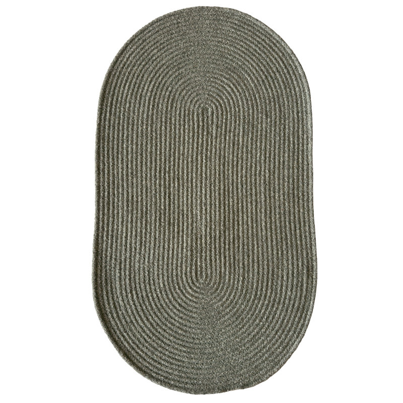 Tapis d'intérieur réversible en laine tressée Bristol, Smoke, Oval 3' x 5'