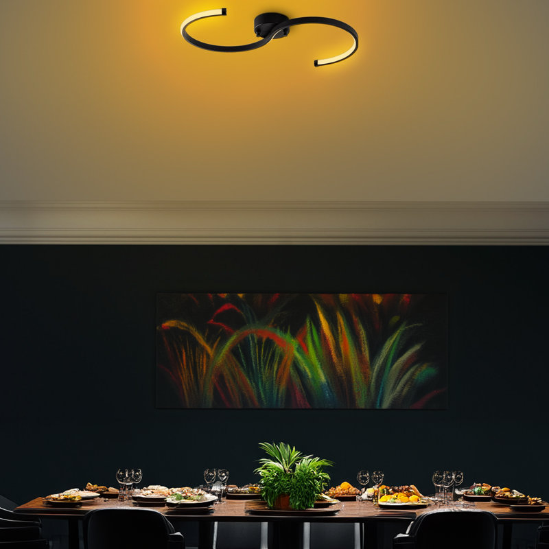 Lustre fantaisie à DEL en métal, Noir
