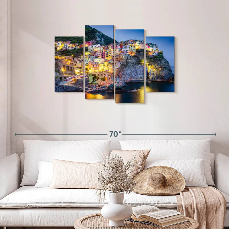 Vue de nuit des Cinque Terre Gillard, H 27 po x l 43 po